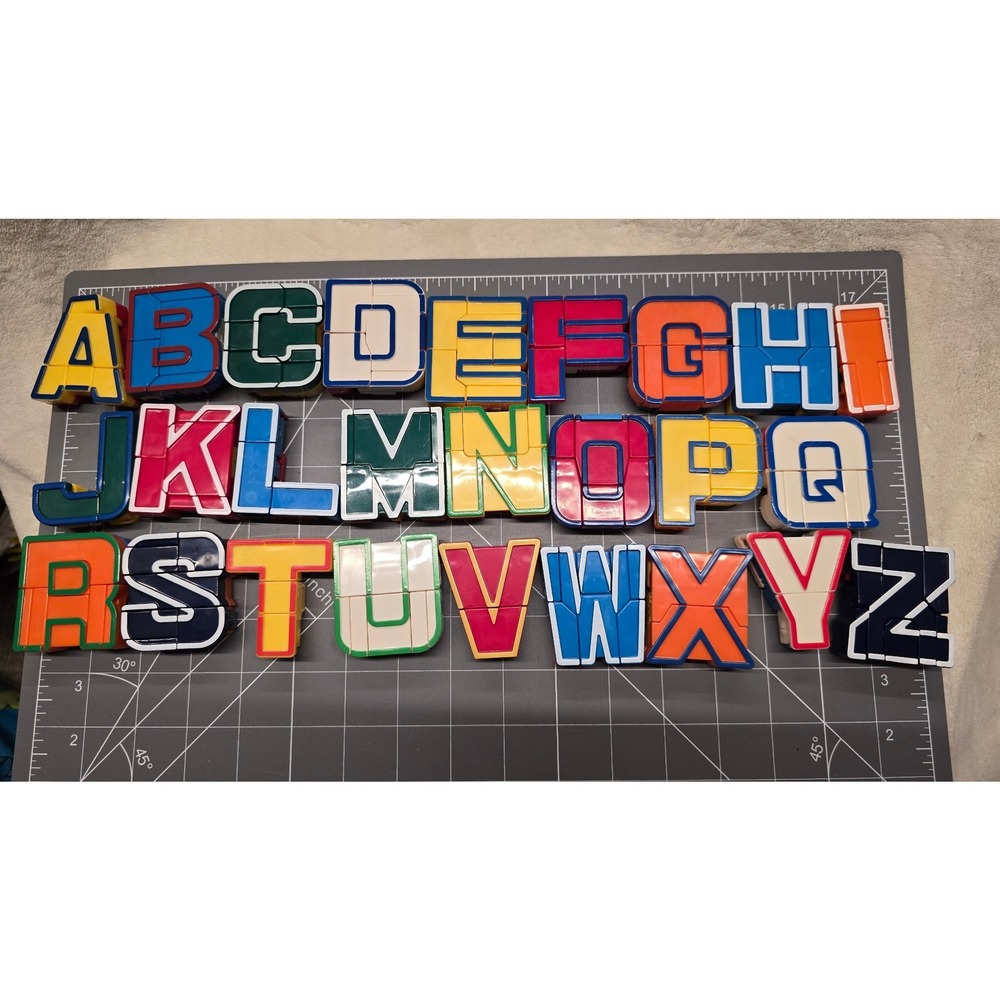 Vintage Alpha-Bots Transforming Alphabet Robot Toy Set A-Z Complete 26 Pieces